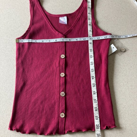 No Boundaries NWT Tank Top Women Size Small Maroon Buttons - Picture 5 of 10
